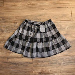 NWT Olivia Rae Gray Black Ginham Plaid Ruffle Circle Skirt